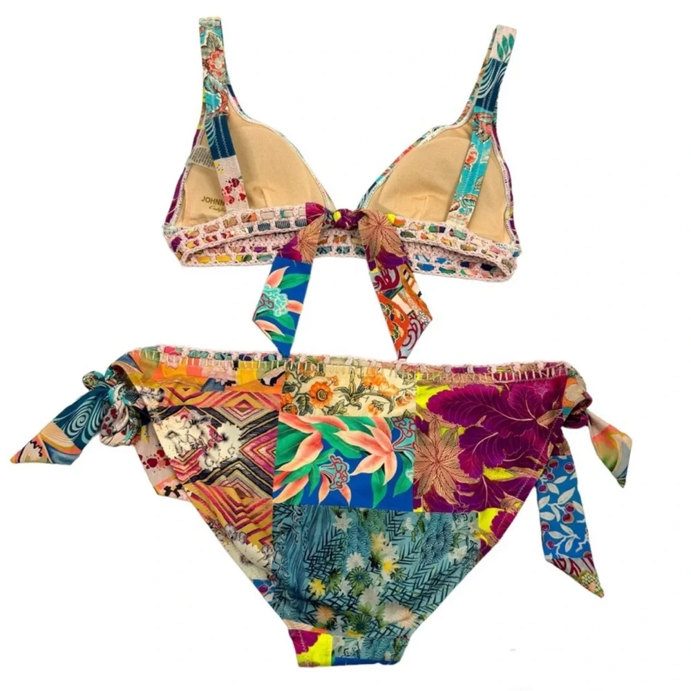 JOHNNY WAS Carribean Boho Bikini Top & Hipster Swimsuit Set NEW Size S